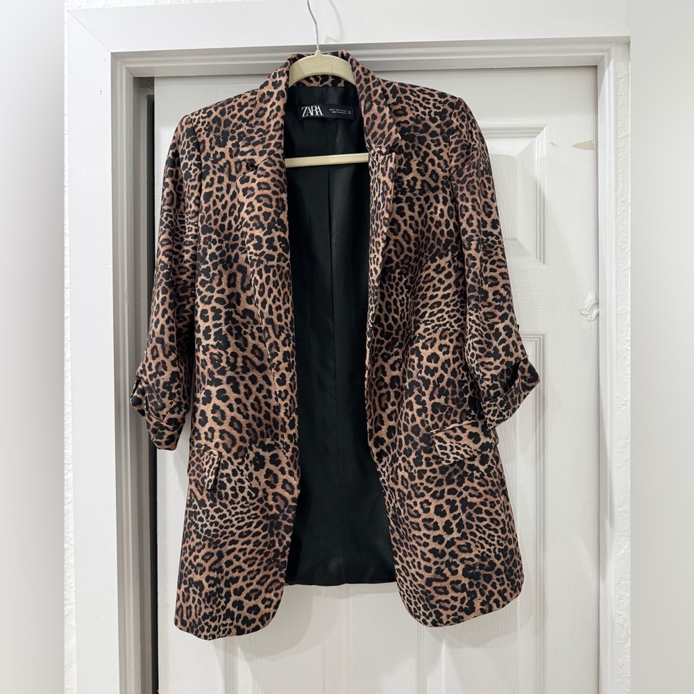 ZARA Leopard Print Blazer – Size S - EUC